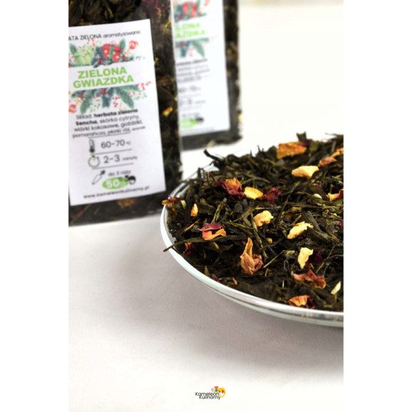 HERBATA Sencha aromatyowana ZIELONA GWIAZDKA 50g zimowa pyszna OD KAMELEON HERBATA Sencha aromatyowana ZIELONA GWIAZDKA 50g zimowa pyszna OD KAMELEON