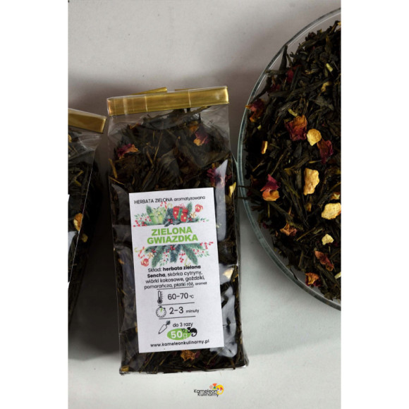 HERBATA Sencha aromatyowana ZIELONA GWIAZDKA 50g zimowa pyszna OD KAMELEON HERBATA Sencha aromatyowana ZIELONA GWIAZDKA 50g zimowa pyszna OD KAMELEON