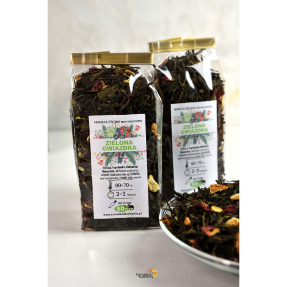 HERBATA Sencha aromatyowana ZIELONA GWIAZDKA 50g zimowa pyszna OD KAMELEON HERBATA Sencha aromatyowana ZIELONA GWIAZDKA 50g zimowa pyszna OD KAMELEON