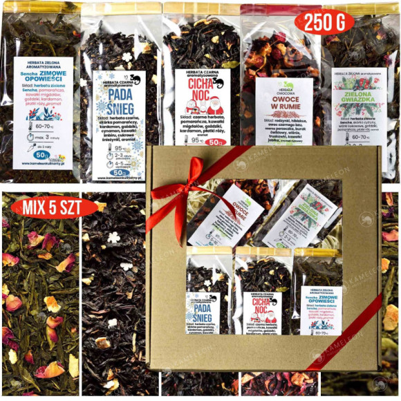 HERBATA ŚWIĄTECZNA MIX SMAKÓW W KARTONIKU x5 250G HERBATA ŚWIĄTECZNA MIX SMAKÓW W KARTONIKU x5 250G