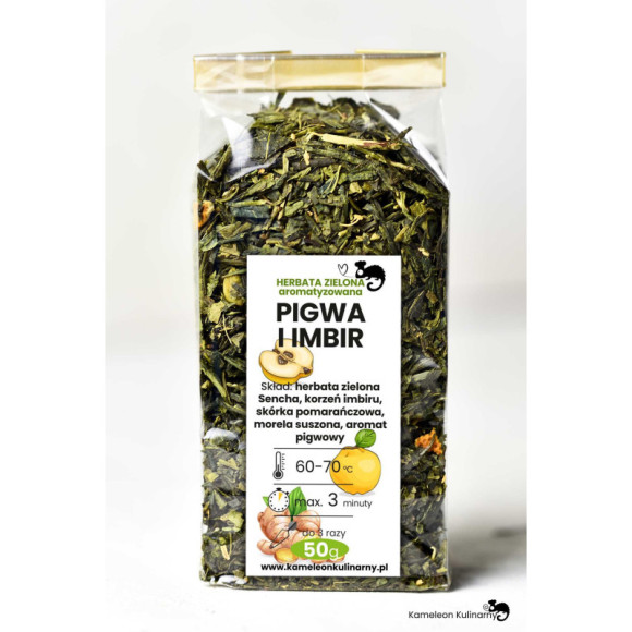 HERBATA zielona aromatyzowana PIGWA I IMBIR 50g HERBATA zielona aromatyzowana PIGWA I IMBIR 50g