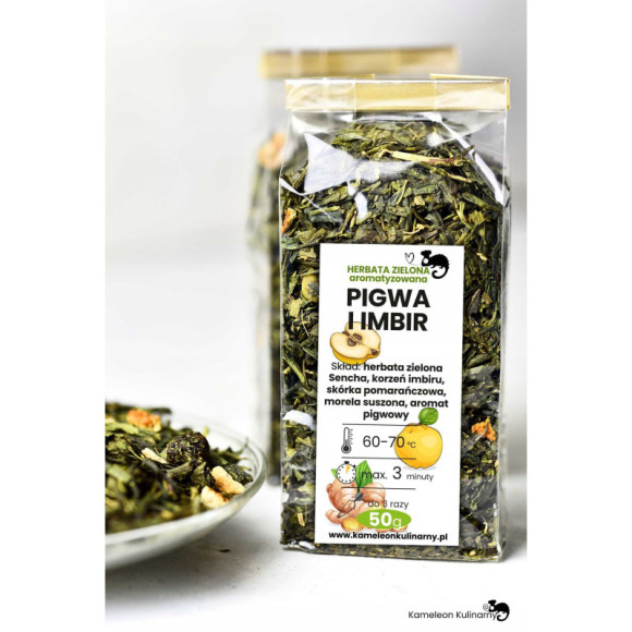 HERBATA zielona aromatyzowana PIGWA I IMBIR 50g HERBATA zielona aromatyzowana PIGWA I IMBIR 50g