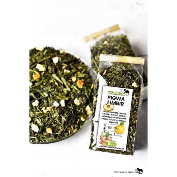 HERBATA zielona aromatyzowana PIGWA I IMBIR 50g HERBATA zielona aromatyzowana PIGWA I IMBIR 50g