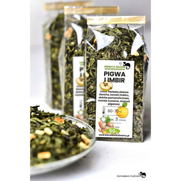 HERBATA zielona aromatyzowana PIGWA I IMBIR 50g HERBATA zielona aromatyzowana PIGWA I IMBIR 50g