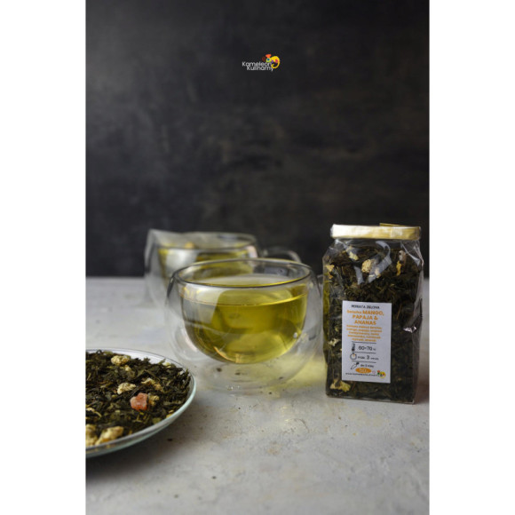 HERBATA ZIELONA aromatyzowana Sencha MANGO PAPAJA ANANAS + rumianek 50g HERBATA ZIELONA aromatyzowana Sencha MANGO PAPAJA ANANAS + rumianek 50g