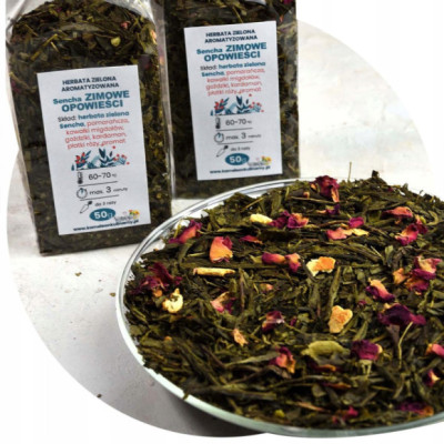 HERBATA ZIELONA aromatyzowana Sencha ZIMOWE OPOWIEŚCI 50g pyszna wyjątkowa