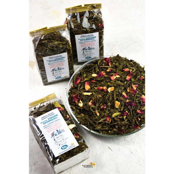 HERBATA ZIELONA aromatyzowana Sencha ZIMOWE OPOWIEŚCI 50g pyszna wyjątkowa HERBATA ZIELONA aromatyzowana Sencha ZIMOWE OPOWIEŚCI 50g pyszna wyjątkowa