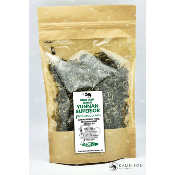HERBATA ZIELONA NATURALNA liściasta sypana YUNNAN SUPERIOR PREMIUM 100g HERBATA ZIELONA NATURALNA liściasta sypana YUNNAN SUPERIOR PREMIUM 100g