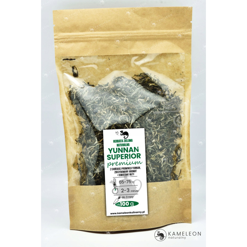 HERBATA ZIELONA NATURALNA liściasta sypana YUNNAN SUPERIOR PREMIUM 100g