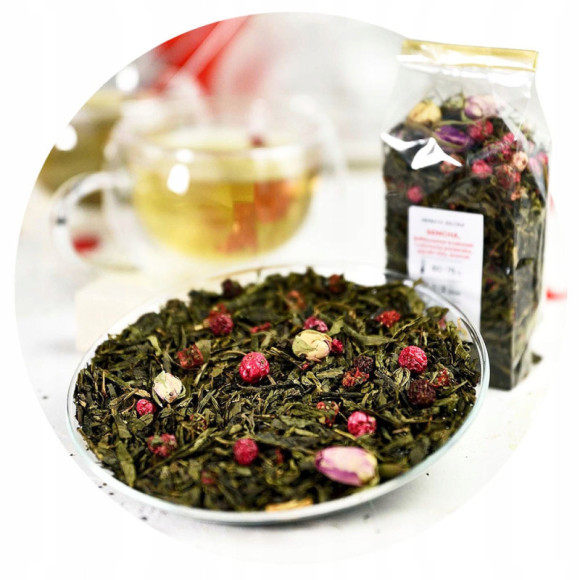 HERBATA ZIELONA SENCHA TRUSKAWKI & RÓŻA 50g HERBATA ZIELONA SENCHA TRUSKAWKI & RÓŻA 50g