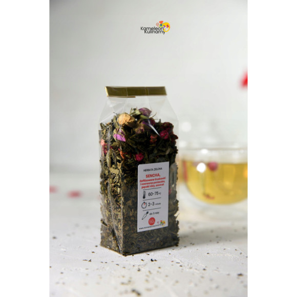 HERBATA ZIELONA SENCHA TRUSKAWKI & RÓŻA 50g HERBATA ZIELONA SENCHA TRUSKAWKI & RÓŻA 50g