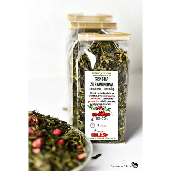 HERBATA zielona Sencha ŻURAWINOWA z truskawką 50g HERBATA zielona Sencha ŻURAWINOWA z truskawką 50g