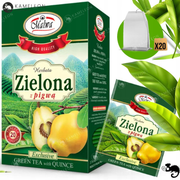 MALWA HERBATA High quality ZIELONA + PIGWA Z PIGWĄ Pigwowa x20 saszetek 30G MALWA HERBATA High quality ZIELONA + PIGWA Z PIGWĄ Pigwowa x20 saszetek 30G