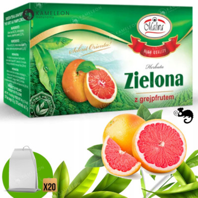 MALWA HERBATA ZIELONA ekspresowa Z GREJPFRUTEM grapefruit grapefruitowa x20