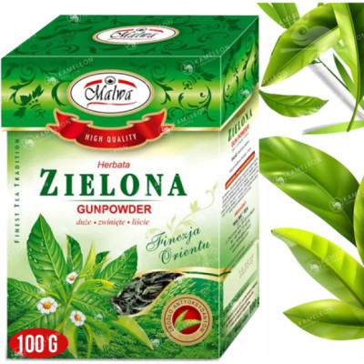 MALWA HERBATA ZIELONA NATURALNA LIŚCIASTA PREMIUM GUNPOWDER 100g 0,1KG