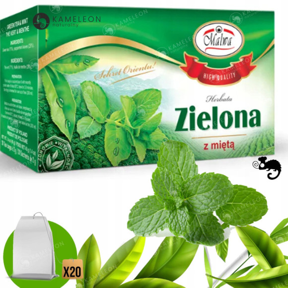 MALWA HERBATA ZIELONA Z MIĘTĄ MIĘTA ekspresowa x20 MALWA HERBATA ZIELONA Z MIĘTĄ MIĘTA ekspresowa x20