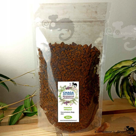 CHAGA HUBA guz brzozy CZAGA Inonotus obliquus BŁYSKOPOREK PODKOROWY 100g CHAGA HUBA guz brzozy CZAGA Inonotus obliquus BŁYSKOPOREK PODKOROWY 100g