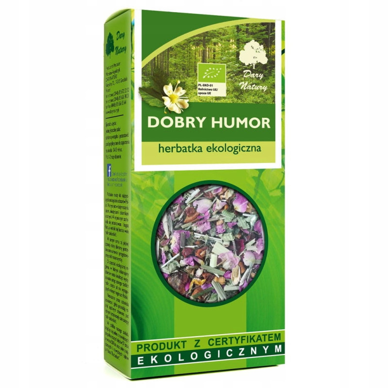 DOBRY HUMOR susz Herbatka EKO DARY NATURY 100g IMBIR MELISA PIGWOWIEC RÓŻA