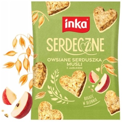 INKA ciasteczka SERDECZNE JABŁKOWE owsiane serduszka musli
