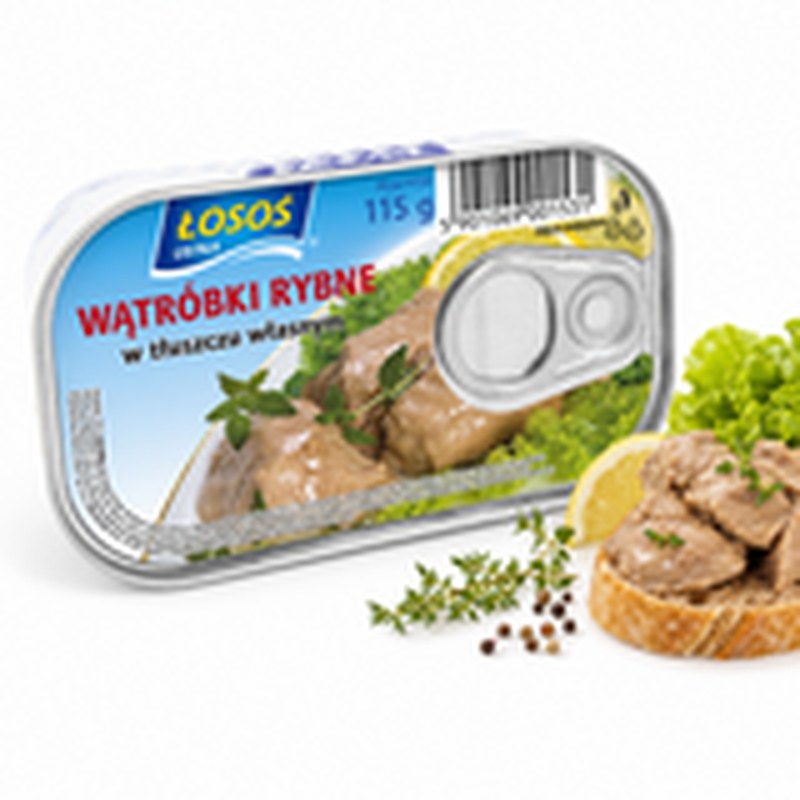 Łosoś Ustka WĄTRÓBKI RYBNE z dorsza W TŁUSZCZU WŁASNYM 115g