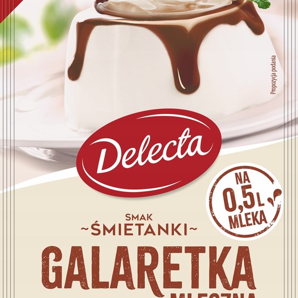 DELECTA GALARETKA MLECZNA mix BANAN GRUSZKA MORELA MALINA
