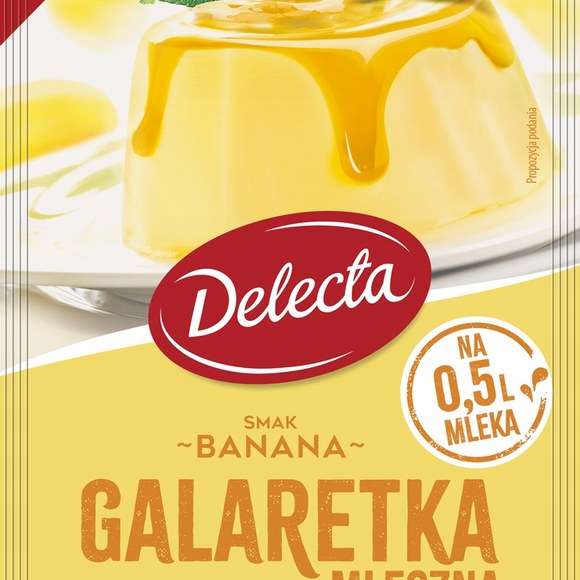 DELECTA GALARETKA MLECZNA mix BANAN GRUSZKA MORELA MALINA