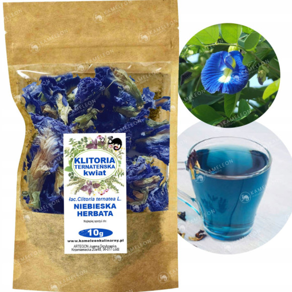HERBATA NIEBIESKA Clitoria Klitoria Ternateńska KWIAT Butterfly Pea Tea 10g HERBATA NIEBIESKA Clitoria Klitoria Ternateńska KWIAT Butterfly Pea Tea 10g