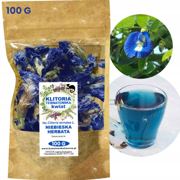HERBATA NIEBIESKA Klitoria Ternateńska KWIAT 100G HERBATA NIEBIESKA Klitoria Ternateńska KWIAT 100G