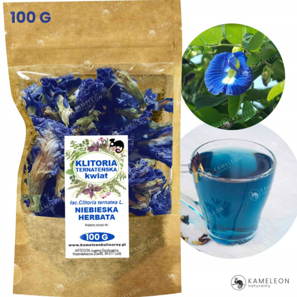 HERBATA NIEBIESKA Klitoria Ternateńska KWIAT 100G HERBATA NIEBIESKA Klitoria Ternateńska KWIAT 100G