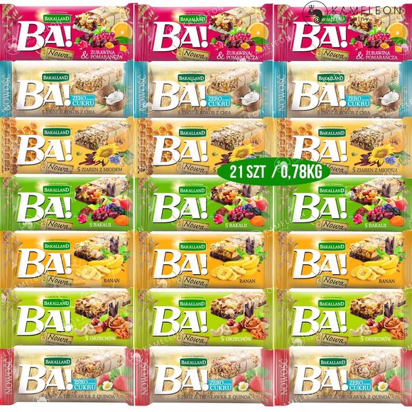 BAKALLAND BA Zdrowy BATON ZBOŻOWY mix smaków 21szt