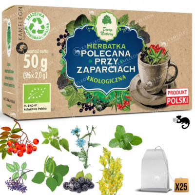 HERBATKA POLECANA PRZY ZAPARCIACH PRZECIW ZAPARCIOM EKO saszetki x25 ZIOŁA