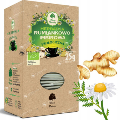 HERBATKA RUMIANKOWO-IMBIROWA eko 25sasz 25g DARY NATURY wsparcie: TRAWIENIE