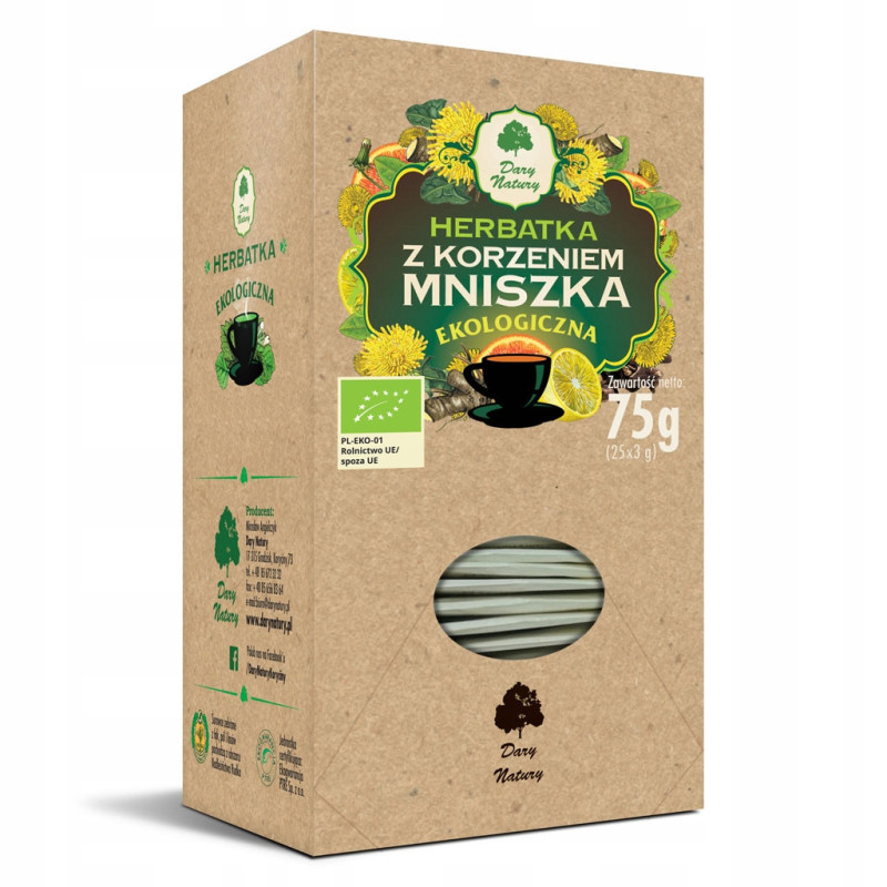 Herbatka Z KORZENIEM MNISZKA LEKARSKIEGO 75g saszetki EKO Dary Natury