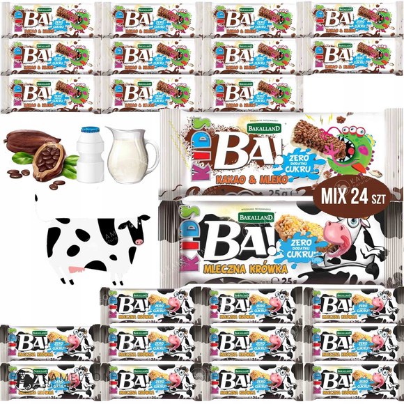 BAKALLAND BATON BA! KIDS 12x Toffi + 12x kakao+mleko MIX