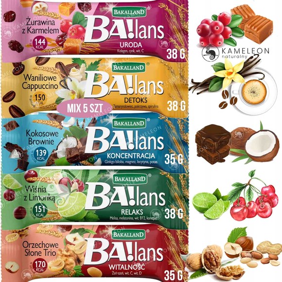 BAKALLAND BA!LANS BATON ZBOŻOWY mix smaków 5szt.