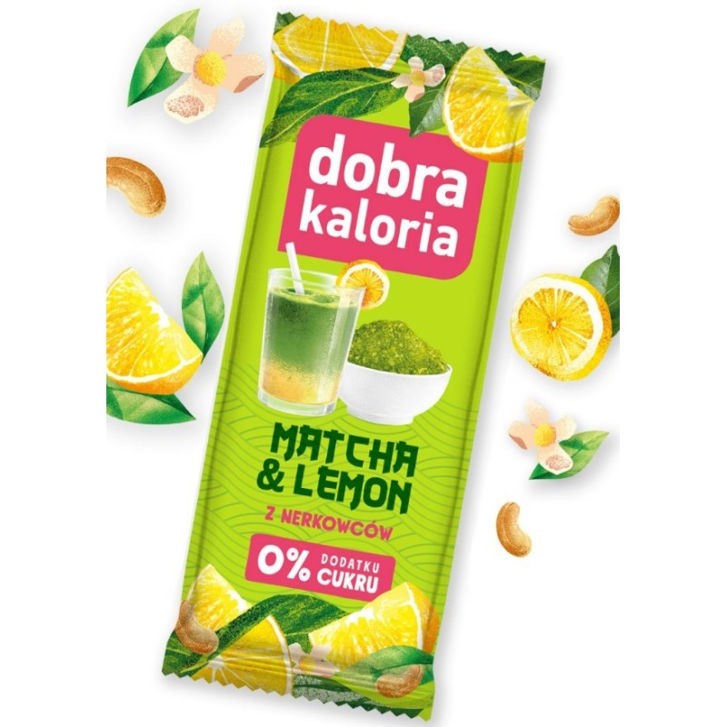 Dobra Kaloria Baton MATCHA & LEMON z nerkowców 0% dodatku