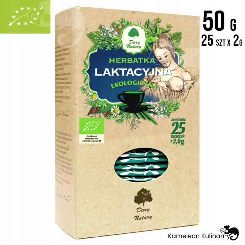 LAKTACYJNA HERBATA herbatka EKO NA LAKTACJĘ 25 x2g Bio 50g DARY NATURY