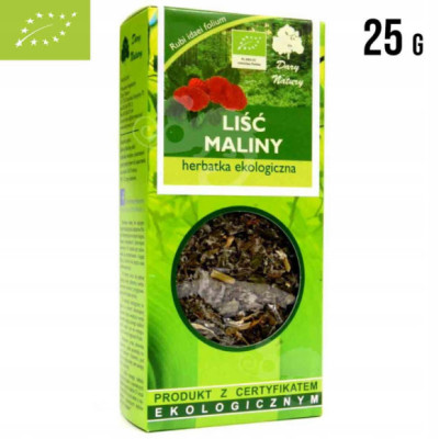 MALINA LIŚĆ MALINY suszony ziele EKO 25g DARY NATURY wsparcie: DETOKSYKACJA