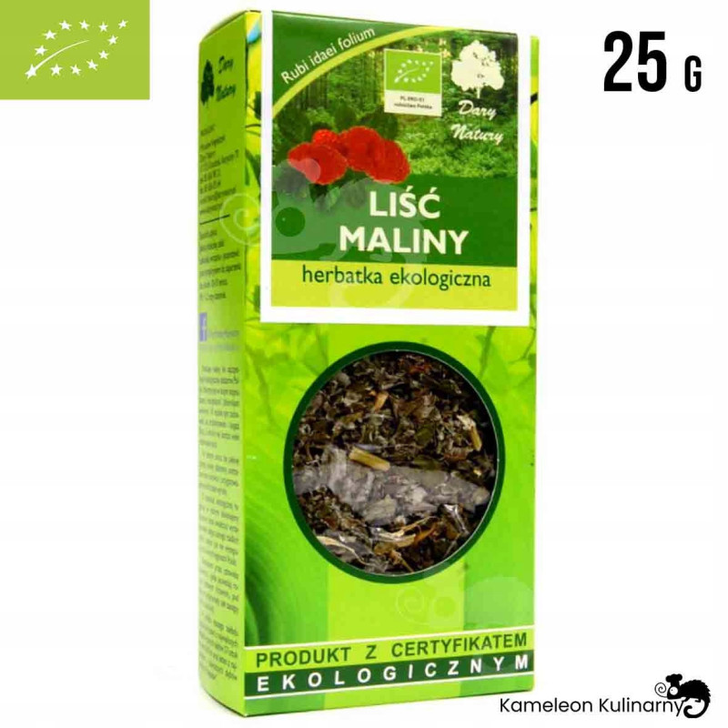 MALINA LIŚĆ MALINY suszony ziele EKO 25g DARY NATURY wsparcie: DETOKSYKACJA