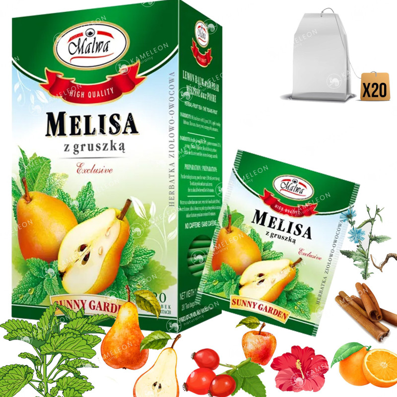 MALWA HERBATA SUNNY GARDEN MELISA Z GRUSZKĄ x20