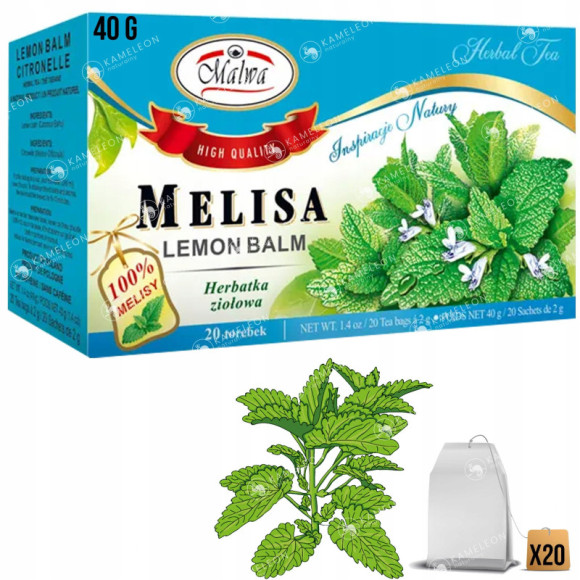 MALWA MELISA MELISSA liść MELISY 20 saszetek 40G MALWA MELISA MELISSA liść MELISY 20 saszetek 40G