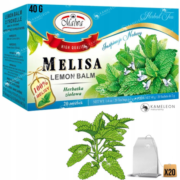 MALWA MELISA MELISSA liść MELISY 20 saszetek 40G MALWA MELISA MELISSA liść MELISY 20 saszetek 40G