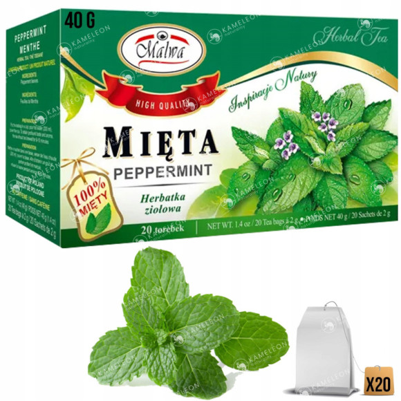 MALWA MIĘTA liść MIĘTY 20 saszetek 40G TRAWIENIE MALWA MIĘTA liść MIĘTY 20 saszetek 40G TRAWIENIE