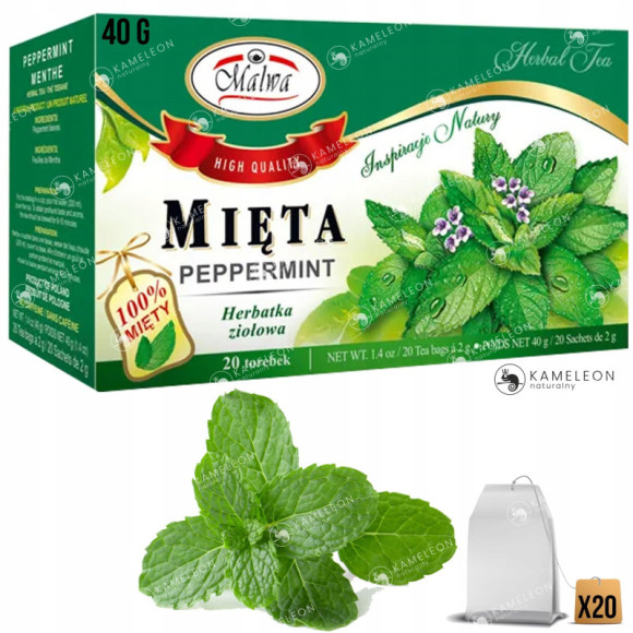 MALWA MIĘTA liść MIĘTY 20 saszetek 40G TRAWIENIE MALWA MIĘTA liść MIĘTY 20 saszetek 40G TRAWIENIE