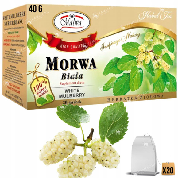 MALWA MORWA BIAŁA 100% liść MORWY poziom cukru x20