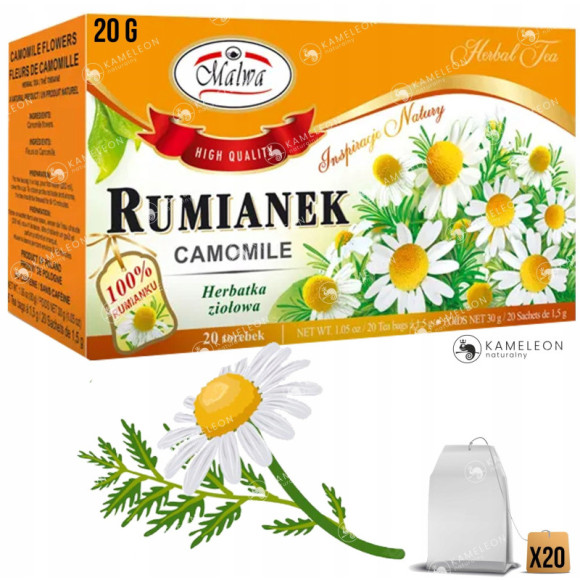 MALWA RUMIANEK koszyczek RUMIANKU saszetki 20szt MALWA RUMIANEK koszyczek RUMIANKU saszetki 20szt