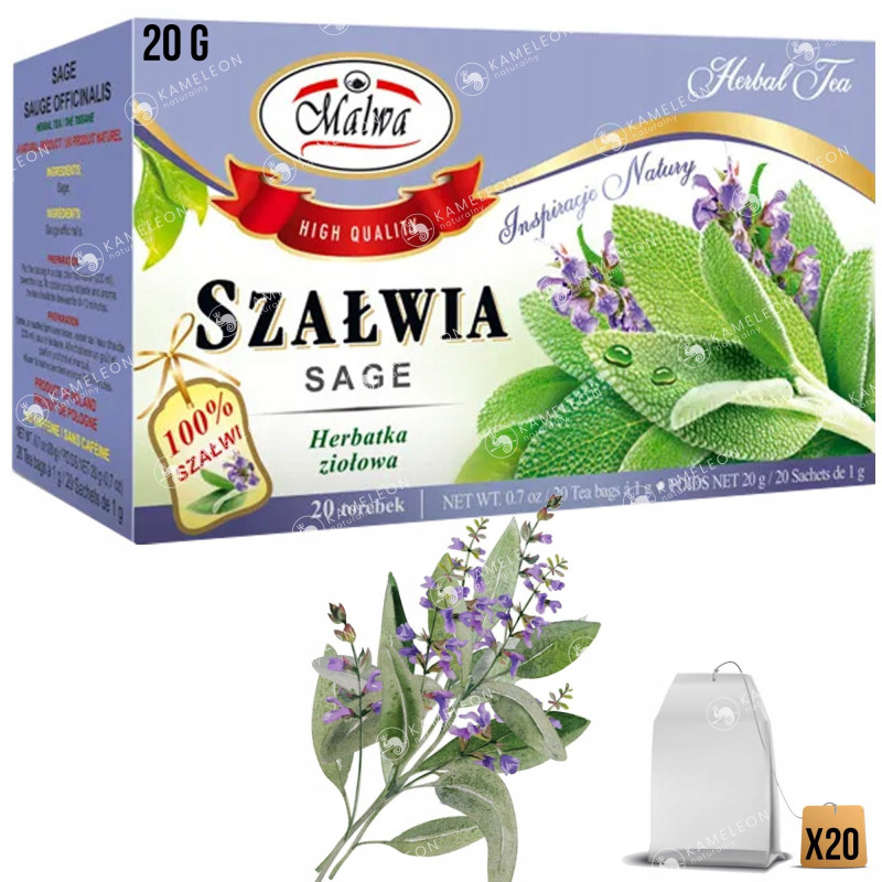 MALWA SZAŁWIA liść SZAŁWII działanie antybakteryjne saszetki x20 20G