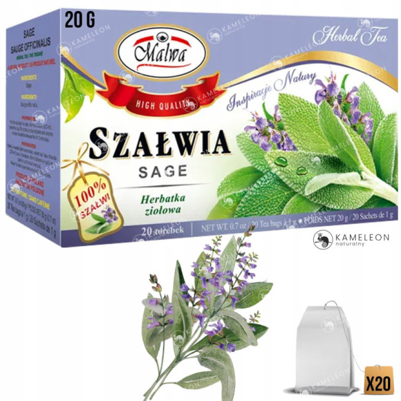 MALWA SZAŁWIA liść SZAŁWII działanie antybakteryjne saszetki x20 20G MALWA SZAŁWIA liść SZAŁWII działanie antybakteryjne saszetki x20 20G