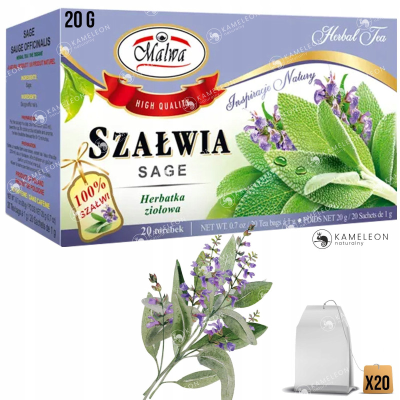 MALWA SZAŁWIA liść SZAŁWII działanie antybakteryjne saszetki x20 20G