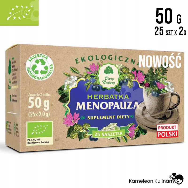 MENOPAUZA herbatka ziołowa suplement diety EKO Bio 50g saszetki DARY NATURY